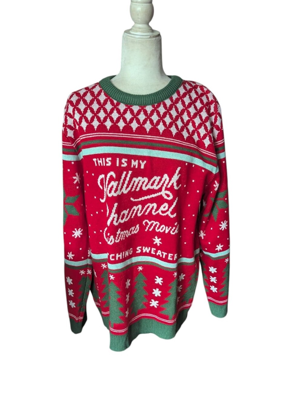 Hallmark Channel Christmas Movie Watching Sweater Funny Ugly Sweater Sz XXL